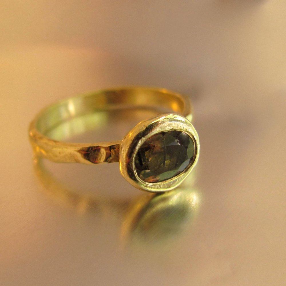 Handmade 14K Gold Brown Tourmaline Ring – Promise Ring